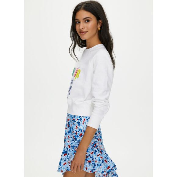 Aritzia Little Moon Posey Sweatshirt L’amour Graphic Print Crewneck Terry White - Picture 3 of 14